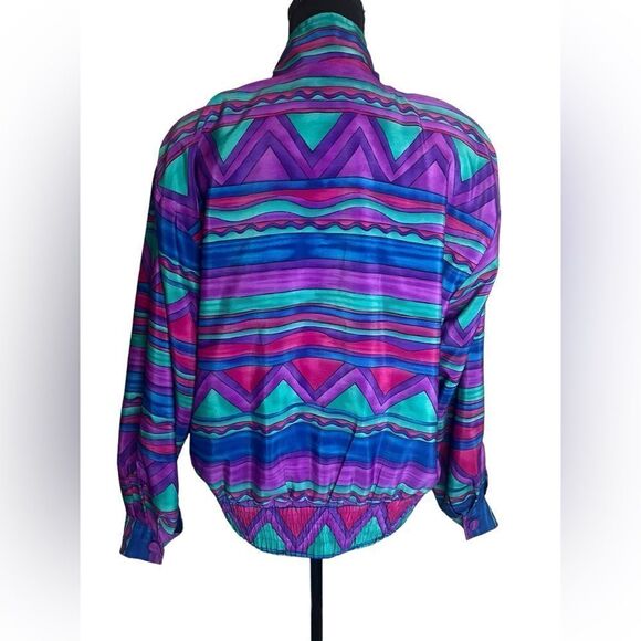 VINTAGE GREGOR GEOMETRIC 80s/90s WINDBREAKER JACKET SIZE SMALL UNISEX - Picture 10 of 12